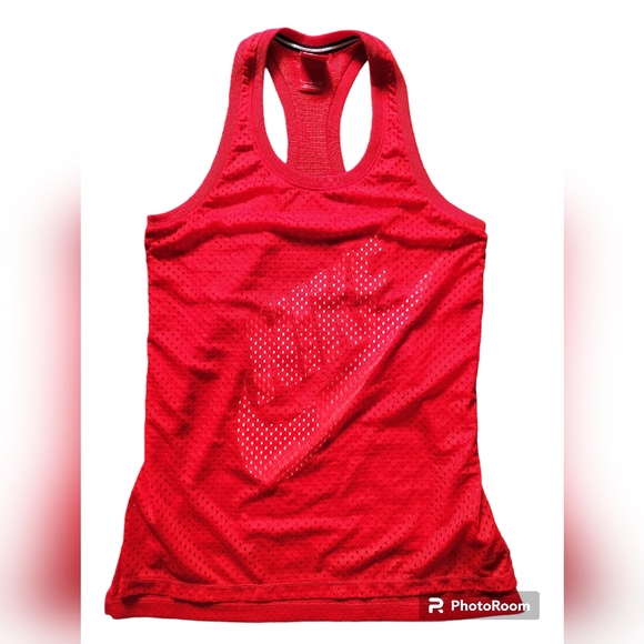 Nike women's red mesh tow layer tank top logo front on bottom layer size S - Picture 2 of 12
